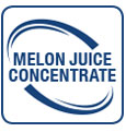 Simbolo con scritta “Melon Juice Concentrate”, evidenzia la presenza di succo di melone ricco in antiossidanti Simbolo con scritta “Melon Juice Concentrate”, evidenzia la presenza di succo di melone ricco in antiossidanti